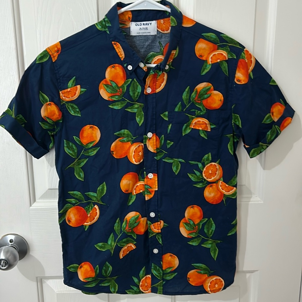 NWOT Old Navy Short Sleeve Button Down with Oranges
